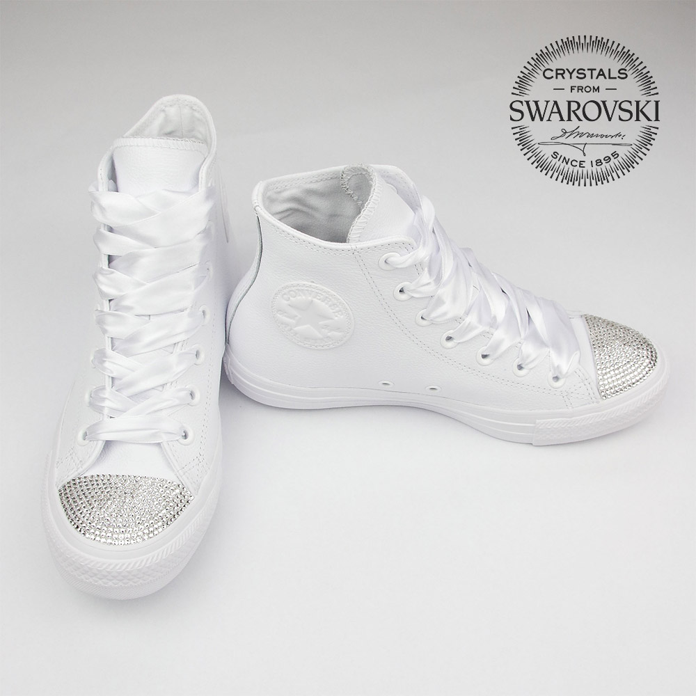 Converse Leather White High Swarovski
