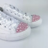 Converse leather white low pink pearls